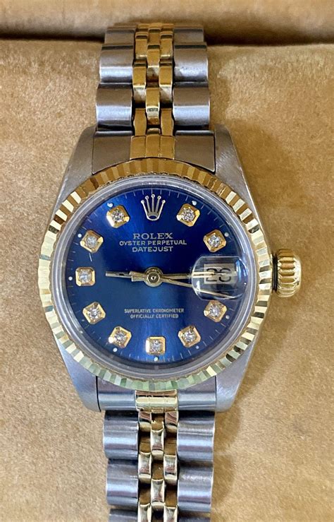 women's rolex blue face with diamonds|rolex blue vignette diamond dial.